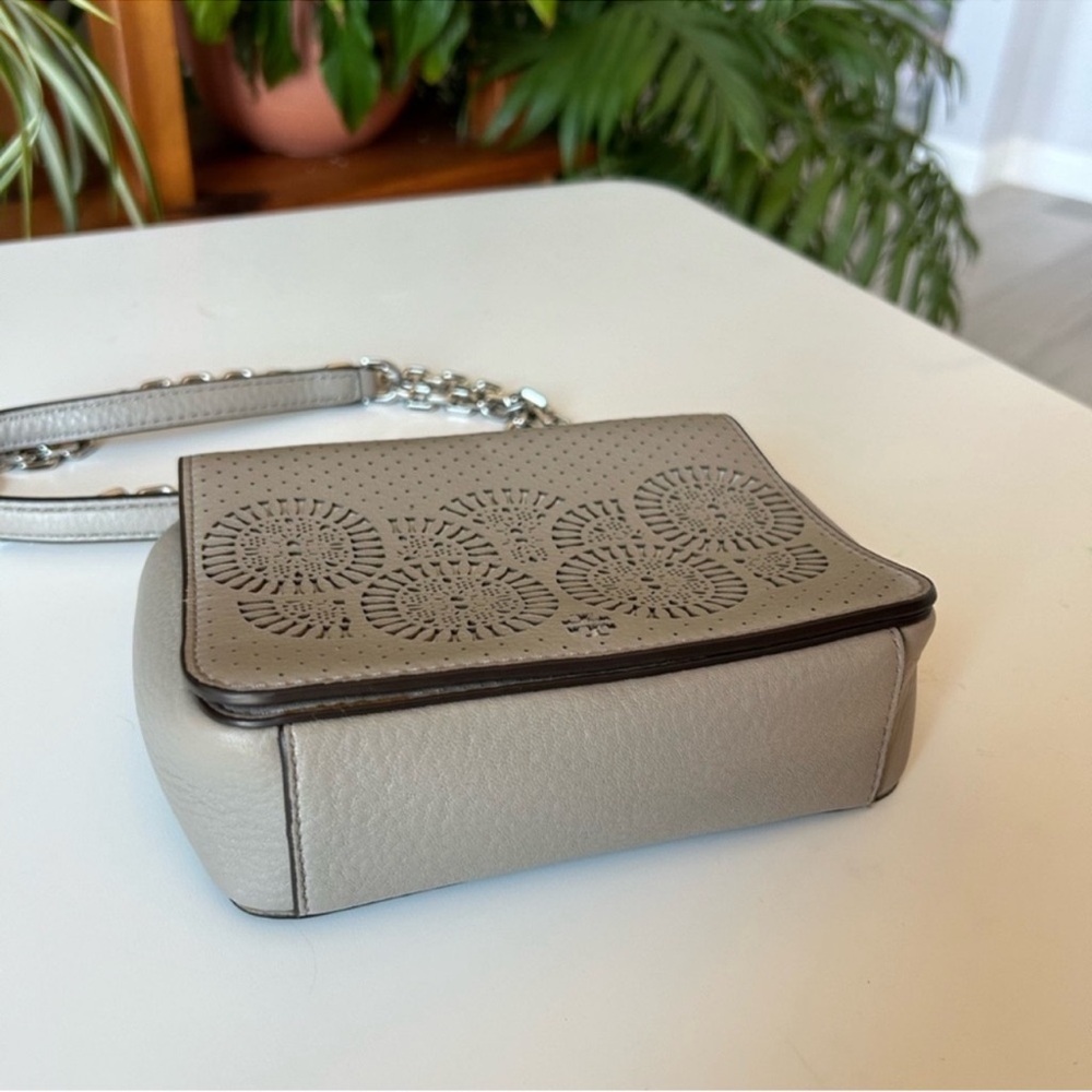 Tory Burch Perforated Leather Crossbody Bag in Gray - Picture 2 of 7